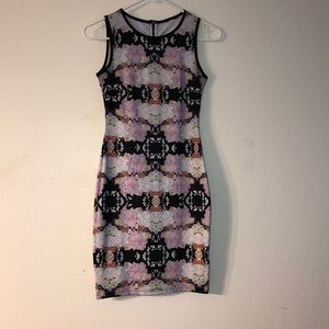 Women’s Floral Short Sleeve Bodycon Midi Dress